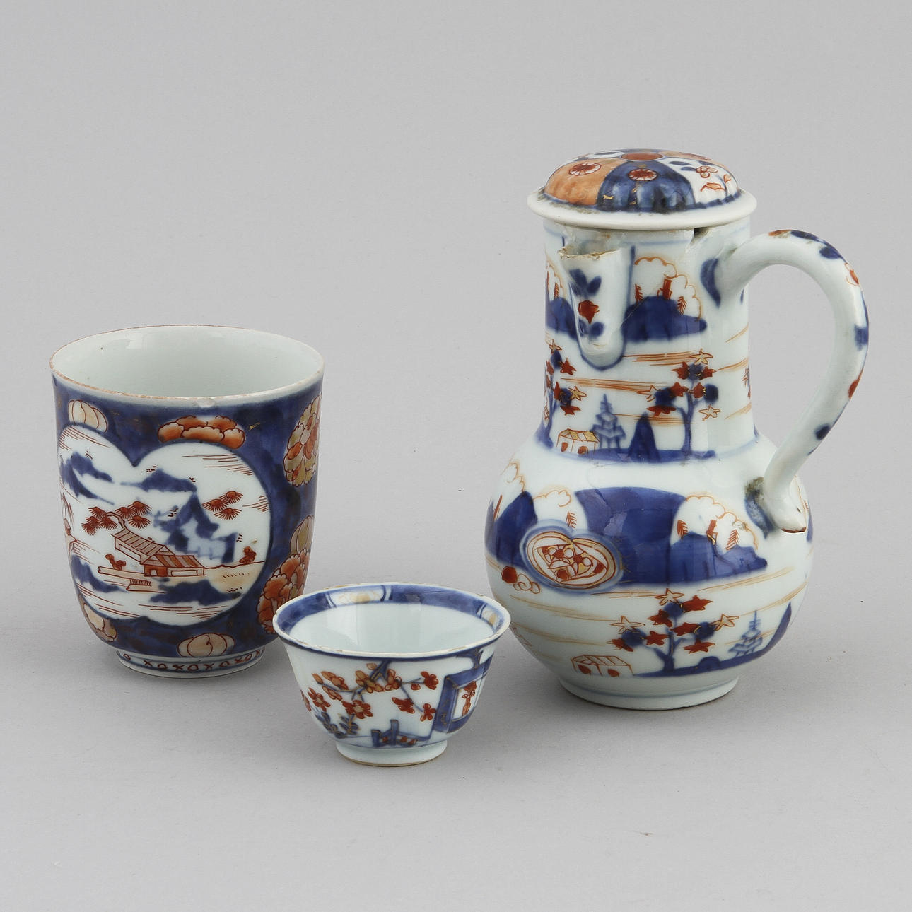 PARTI PORSLIN, 3 delar, Kina, 1700-tal.