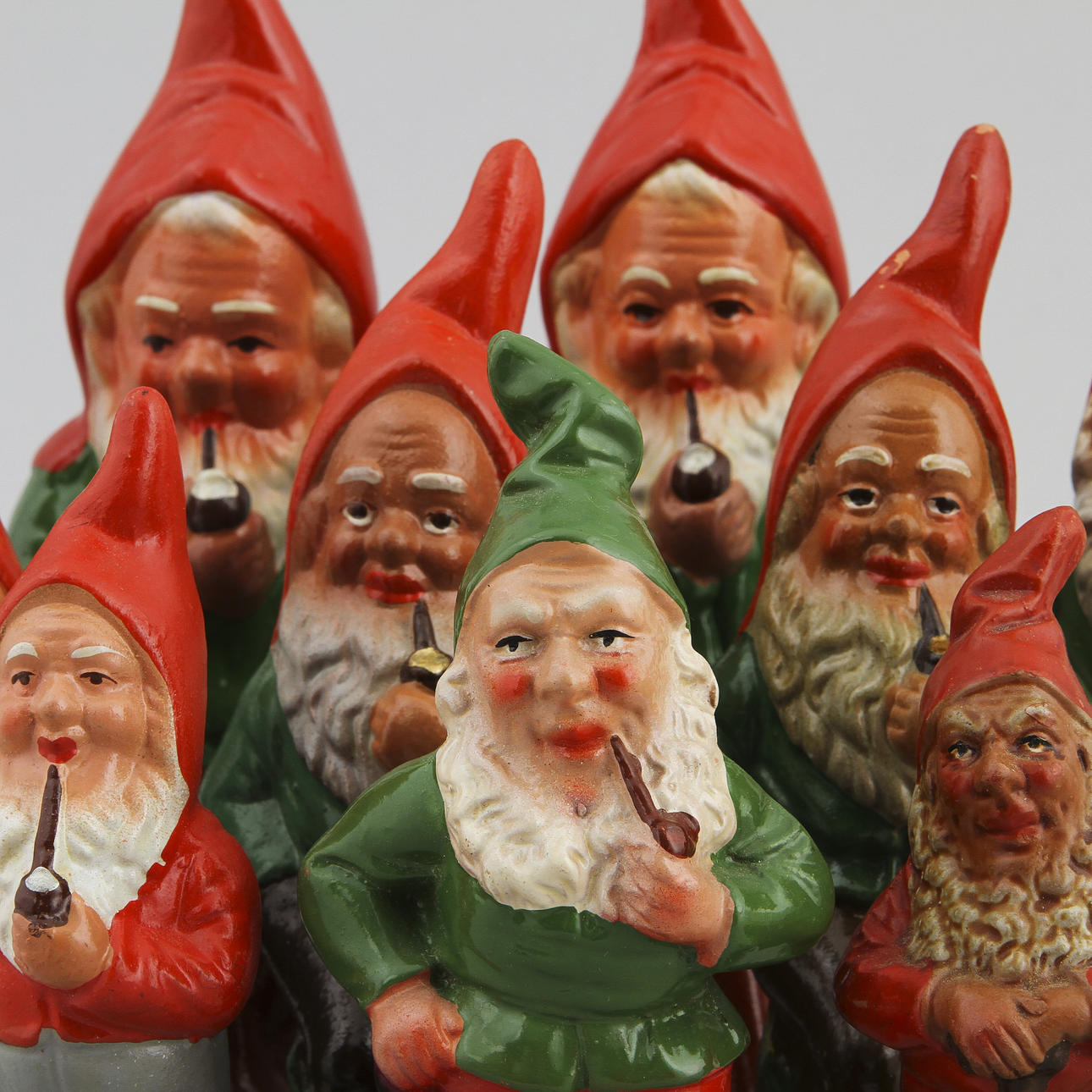 TOMTEFIGURER, 10 st, terrakotta, Tyskland, 1950/1960-tal.