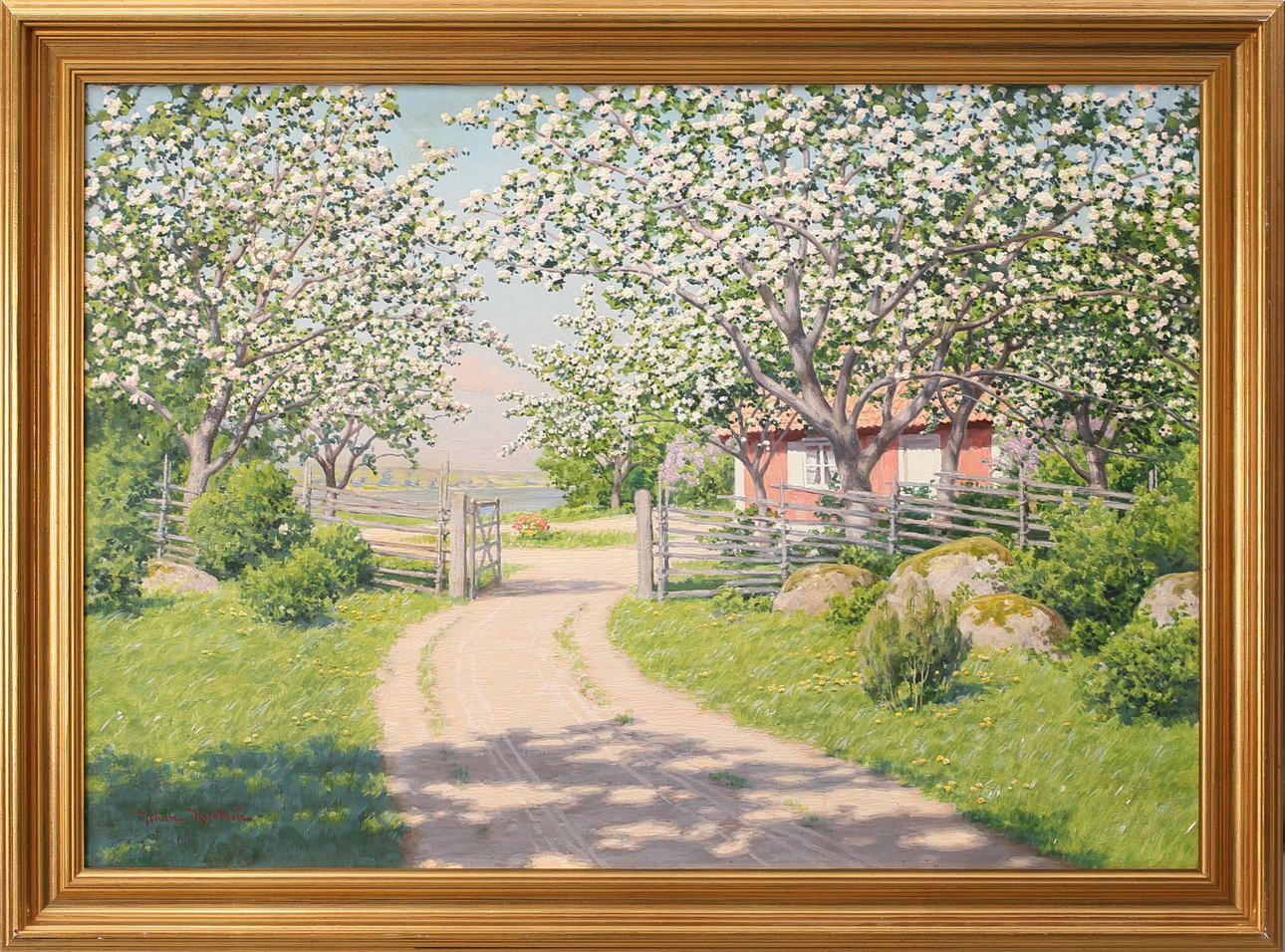 JOHAN KROUTHÉN. Summer landscape, oil on canvas, signed.