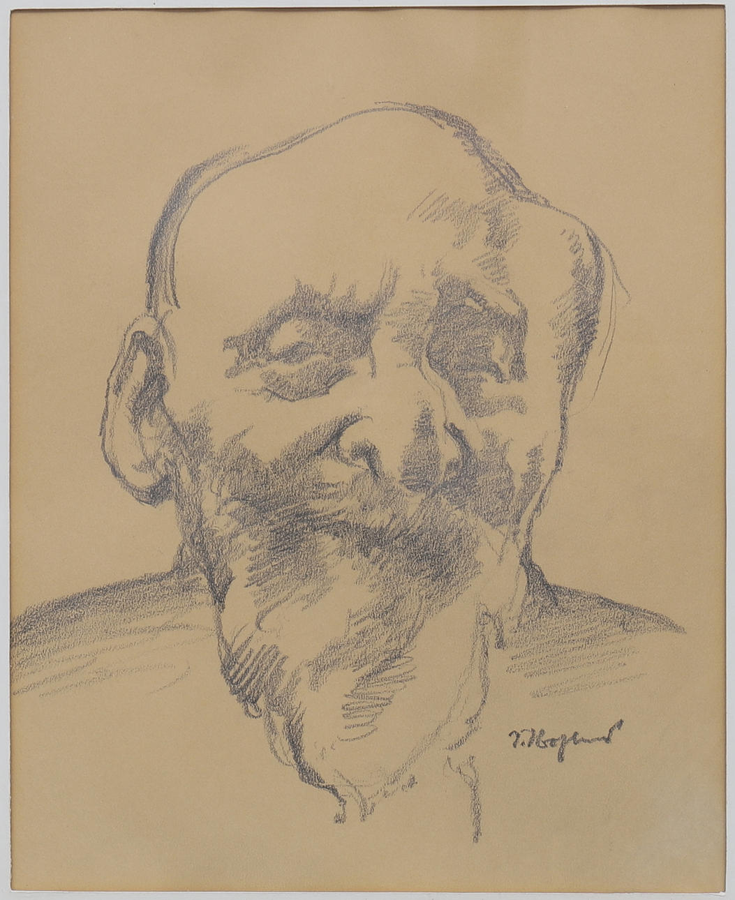 IVAN HOFLUND. Dibujo, "Viejo".