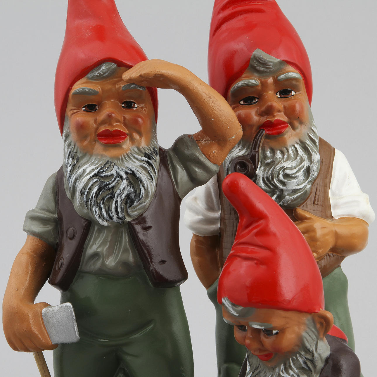 TOMTEFIGURER, 3 st, terrakotta, Heissner, Västtyskland, 1950/1960-tal.