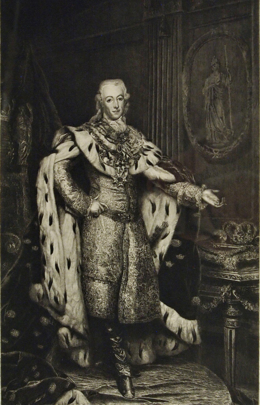 ROBERT HAGLUND. Graphic sheet, Gustav III, after Roslin.