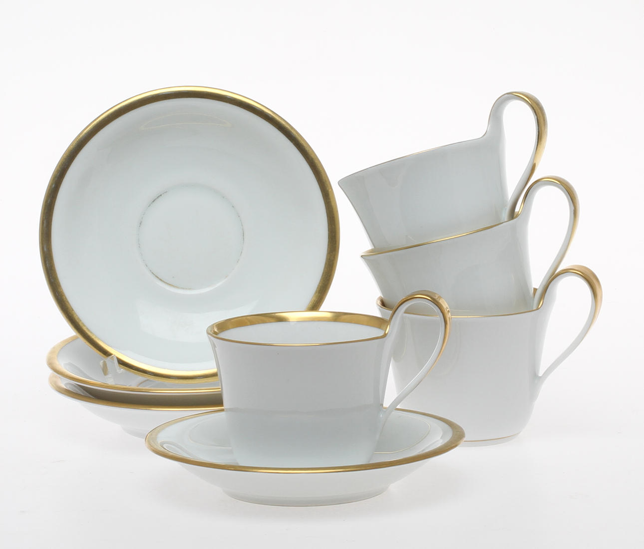 KAFFEKOPPAR med FAT, 4 delar, "Golden Sun", Royal Copenhagen samt Bin & Gröndahl.