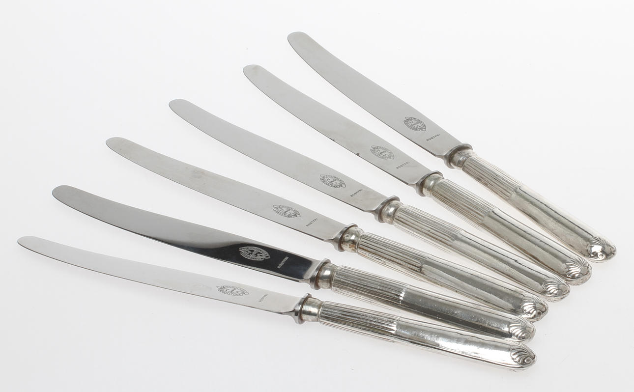 KNIVAR, 6 st, silver, troligen Johan Petter Grönvall, 1800-talets första hälft.