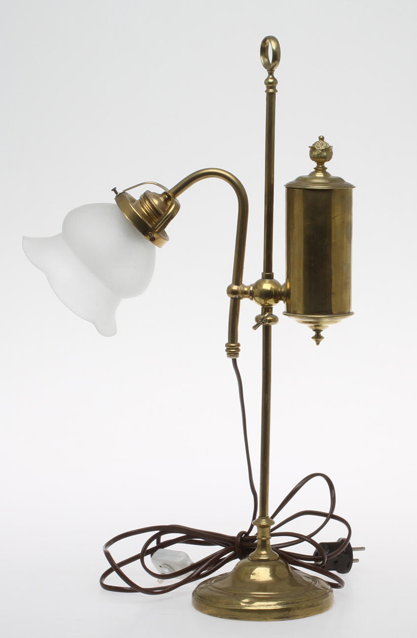 BORDSLAMPA, mässing, elektrifierad rovoljelampa, 1800-tal.