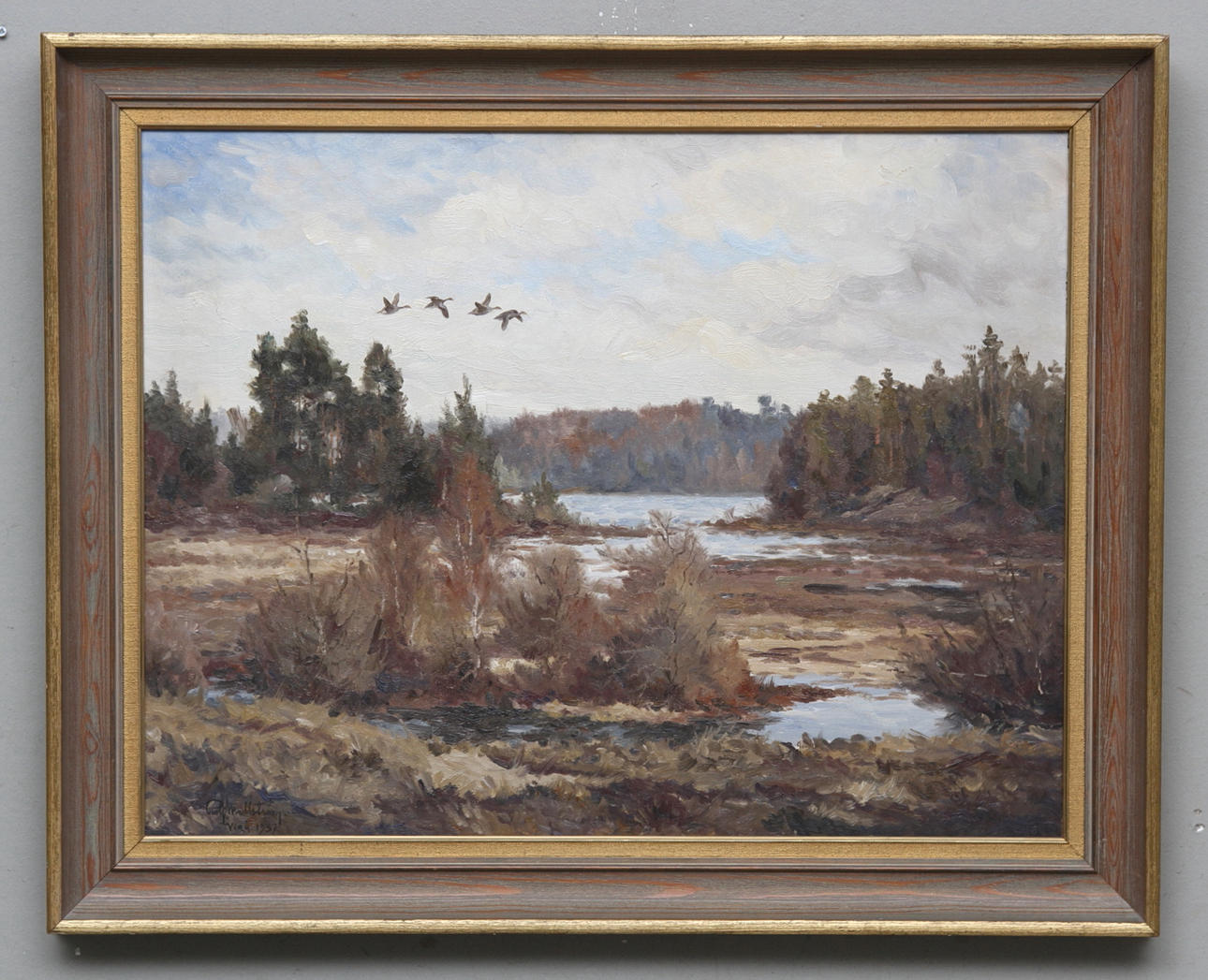 ROLF MELLSTRÖM. Fågelsträck över myrmark.