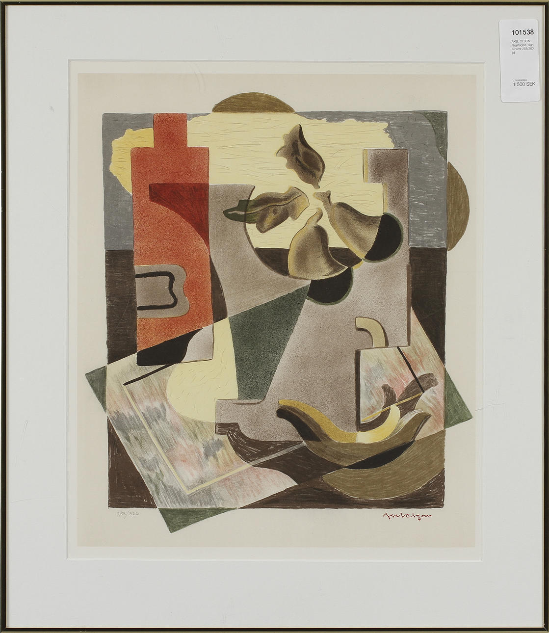 AXEL OLSON. färglitografi, sign o numr 258/260.