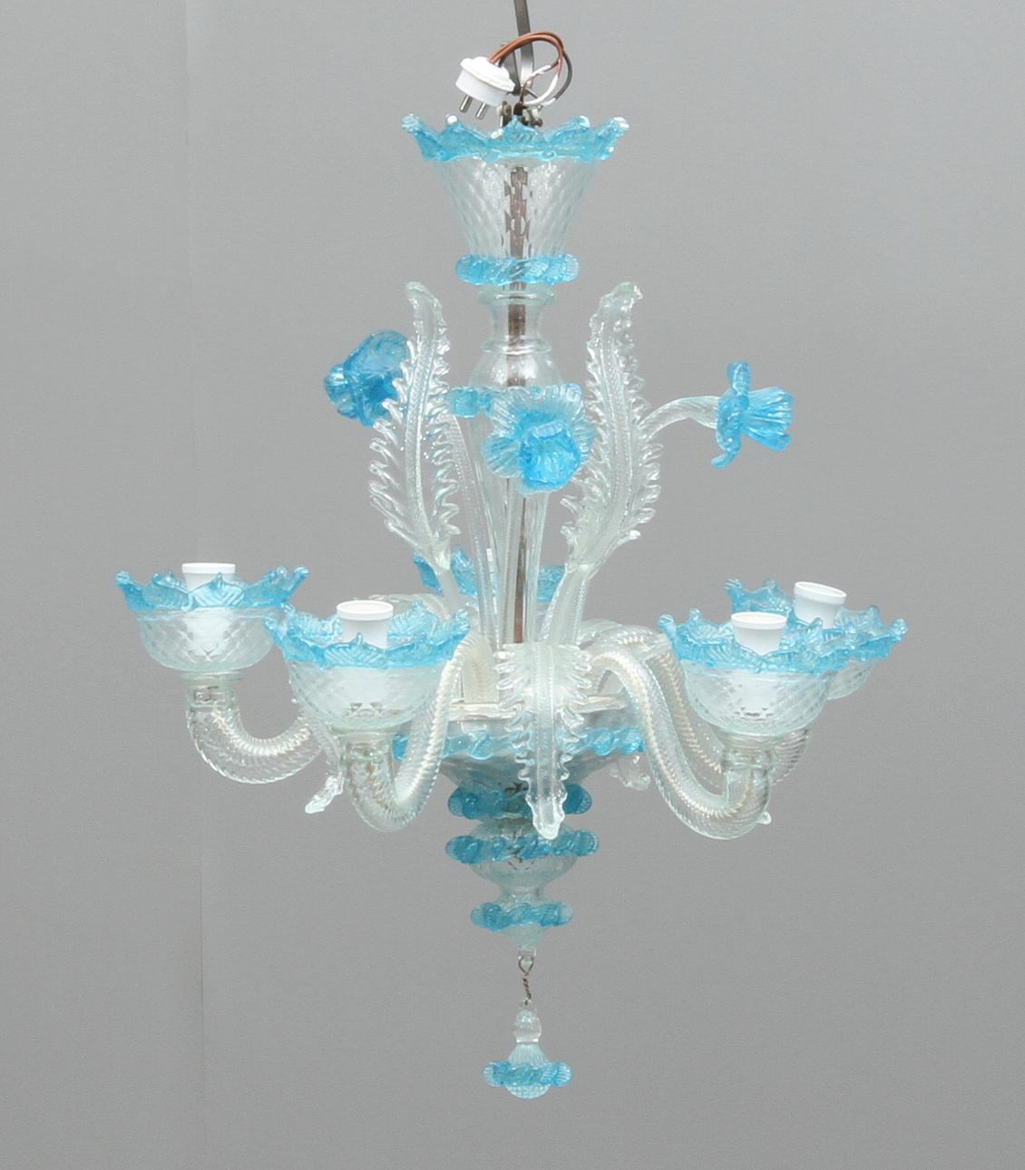 LJUSKRONA, 5 ljusarmar, glas, 1900-tal. Belysning & Lampor - Taklampor ...