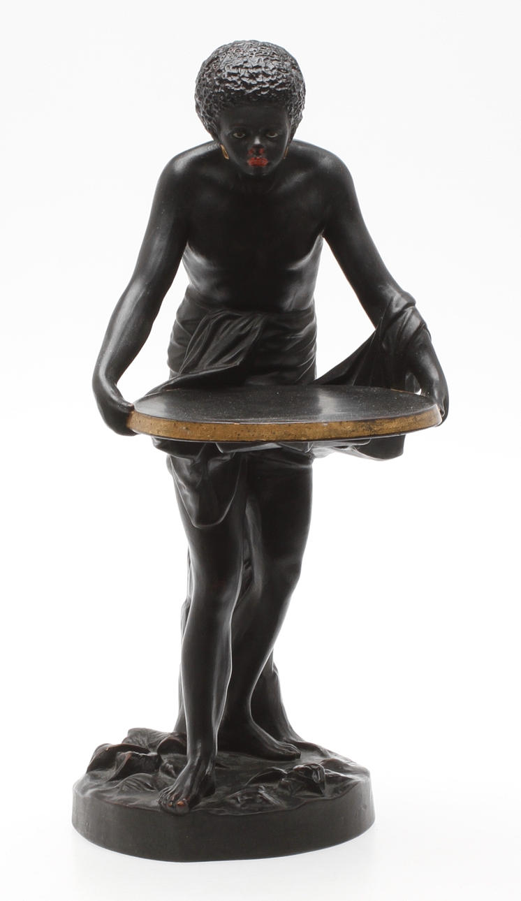 VISITKORTSHÅLLARE, figurin, terrakotta, J. Uffrecht & Co, ca 1880.