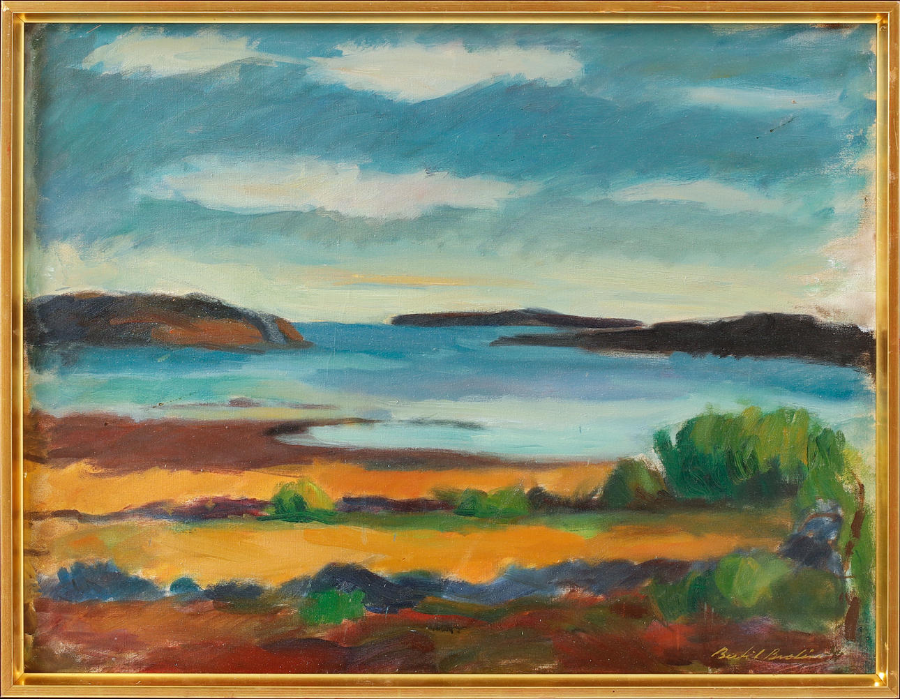 BERTIL BROLIN. "Gåsö", oil on canvas, signed.