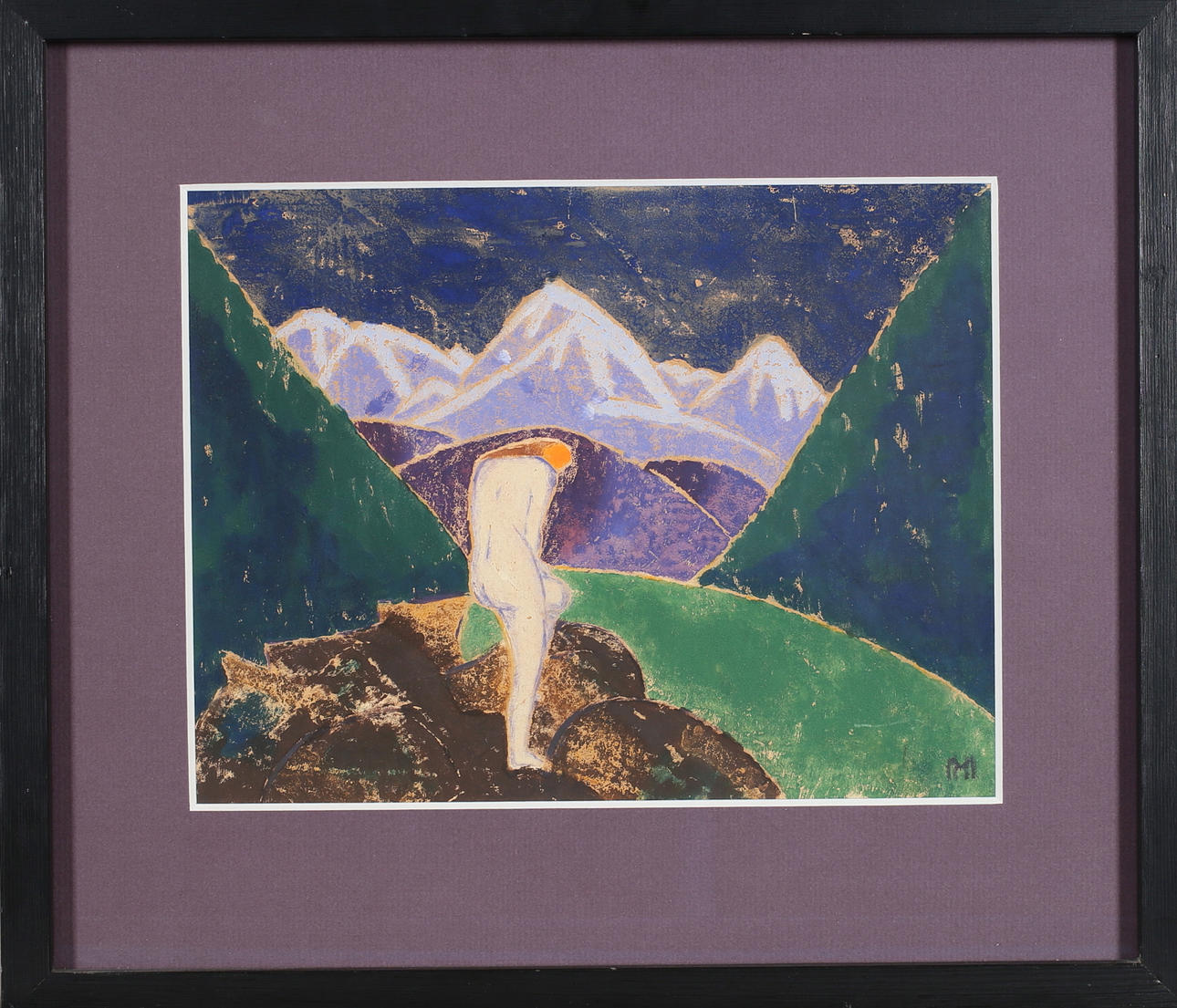 MARIA HECKERT-FECHNER. "Einsamkeit", mixed media, monogram signed.