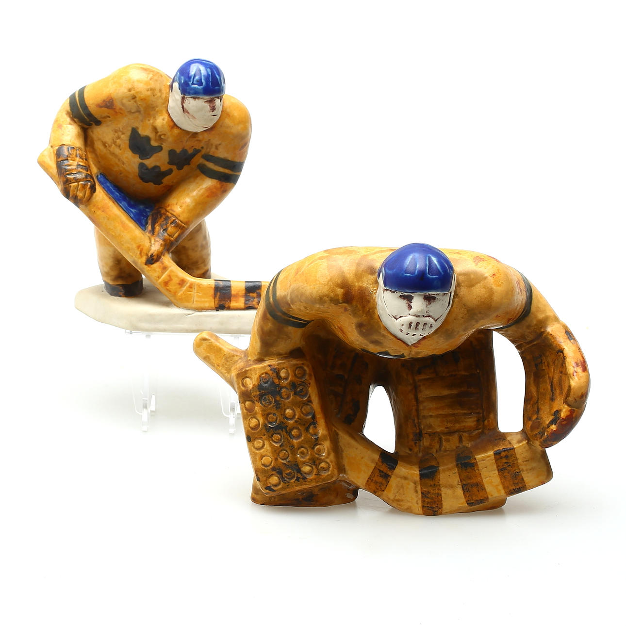 置物 Lisa Larson / Ihockeyspelare, Malvakt LISA LARSON. Figuriner, stengods, Ishockeyspelare, 
