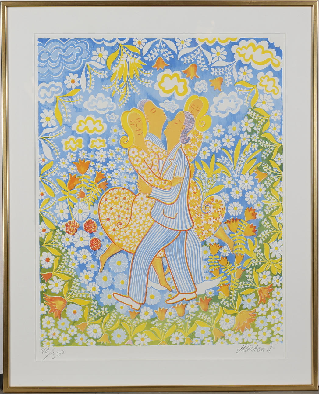 MÅRTEN ANDERSSON. Dansande par. Färglitografi, signerad och numrerad 90/360.