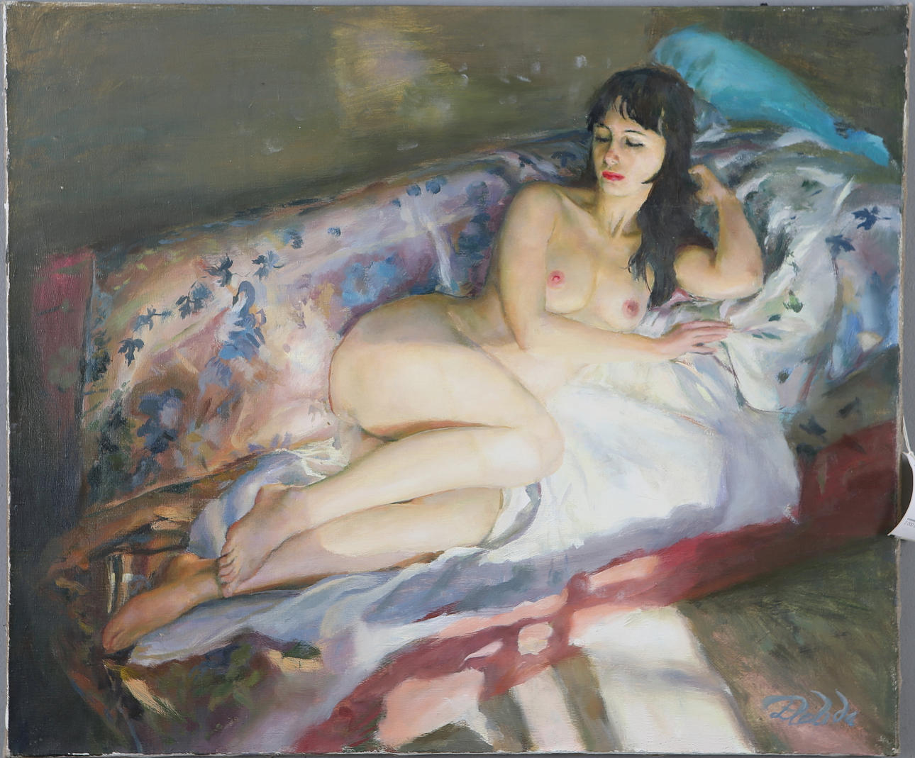 DIMITRI NAIDA. Nude study, oil on canvas, signed.