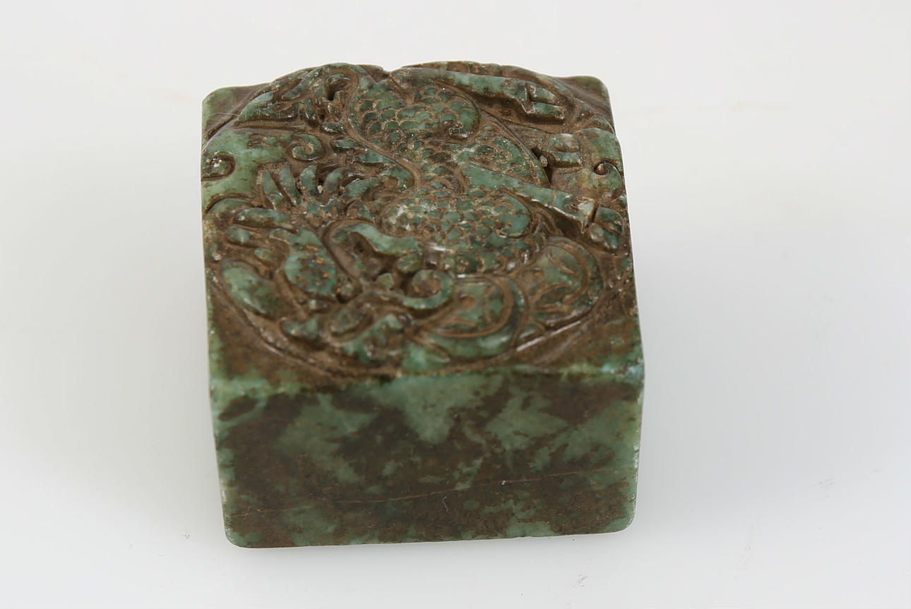 SIGILLSTÄMPEL, malakit, Bixie, antik.