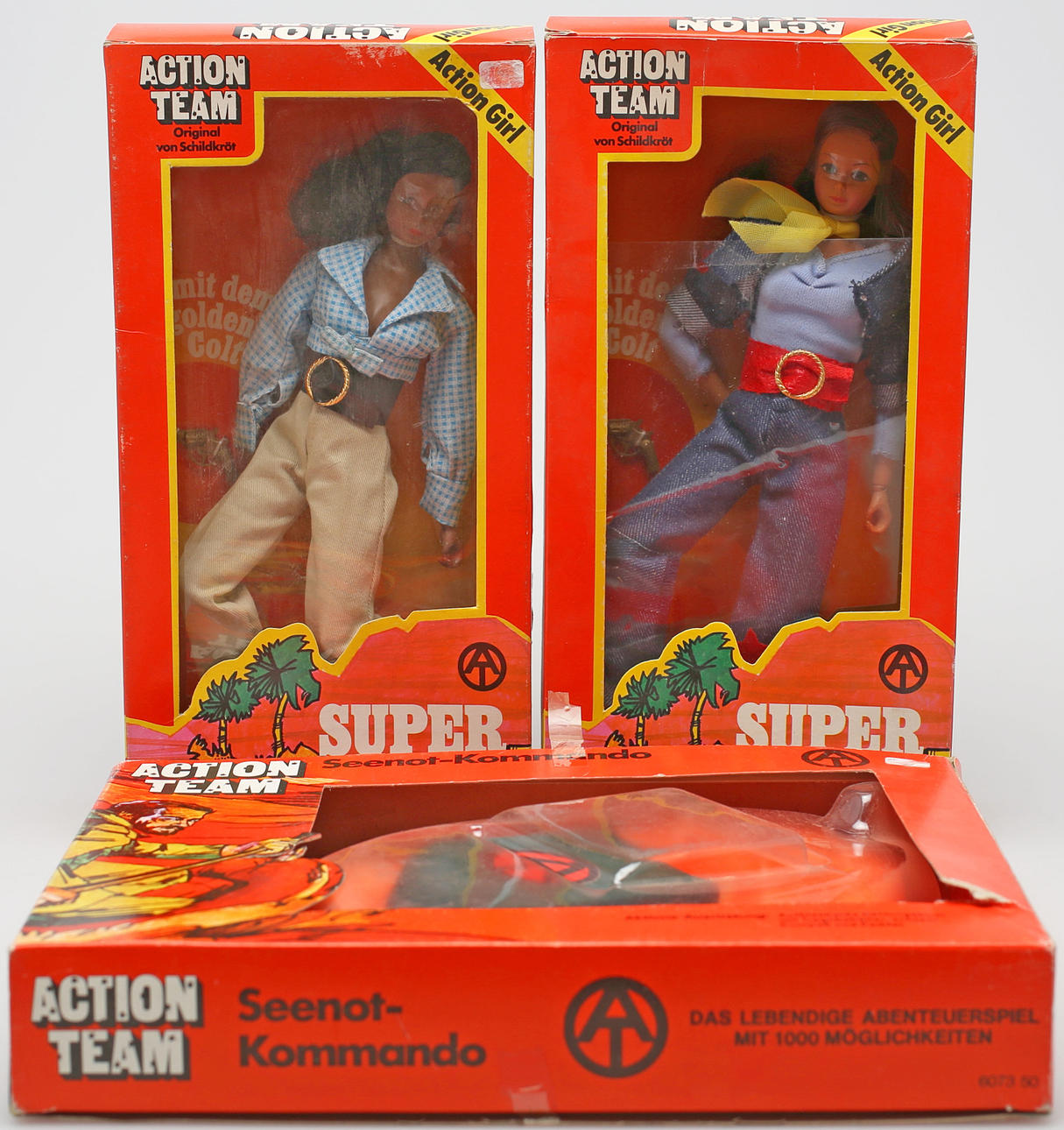 PARTI LEKSAKER ACTION TEAM, 3 delar, Hasbro Industries USA, 1970-tal.