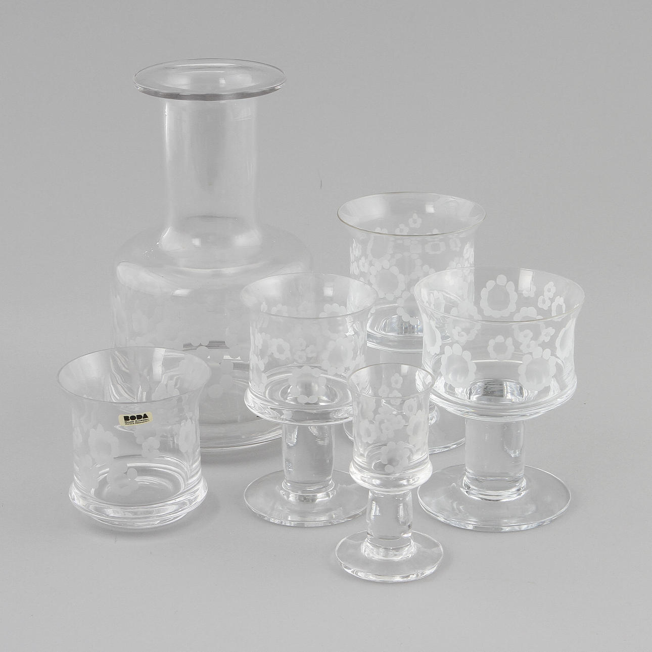 GLASSERVIS "BLOMYRA", 66 delar, Monica Backström för Boda.