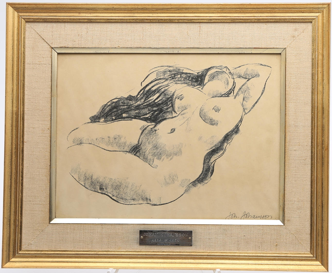 JOHAN JOHANSSON. MODELLSTUDIE, litografi, signerad.