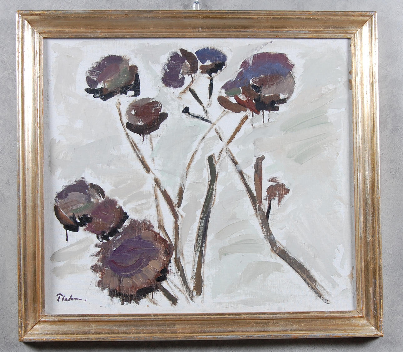 GÖTE PLAHN. olja på pannå, signerad.