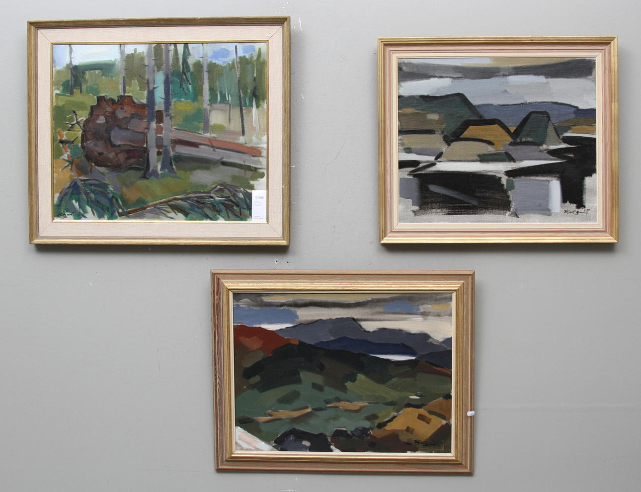 OKÄND KONSTNÄR. Oljor på duk, 3 st. Signerade.
