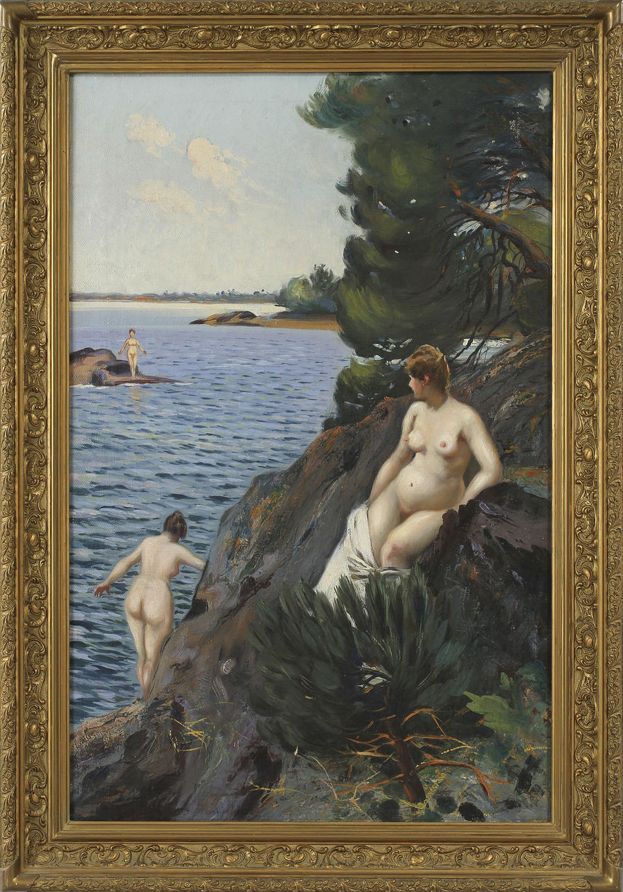 OKÄND KONSTNÄR. Olja på duk. Kopia efter Anders Zorns akvarell, "Sommar" från 1887.