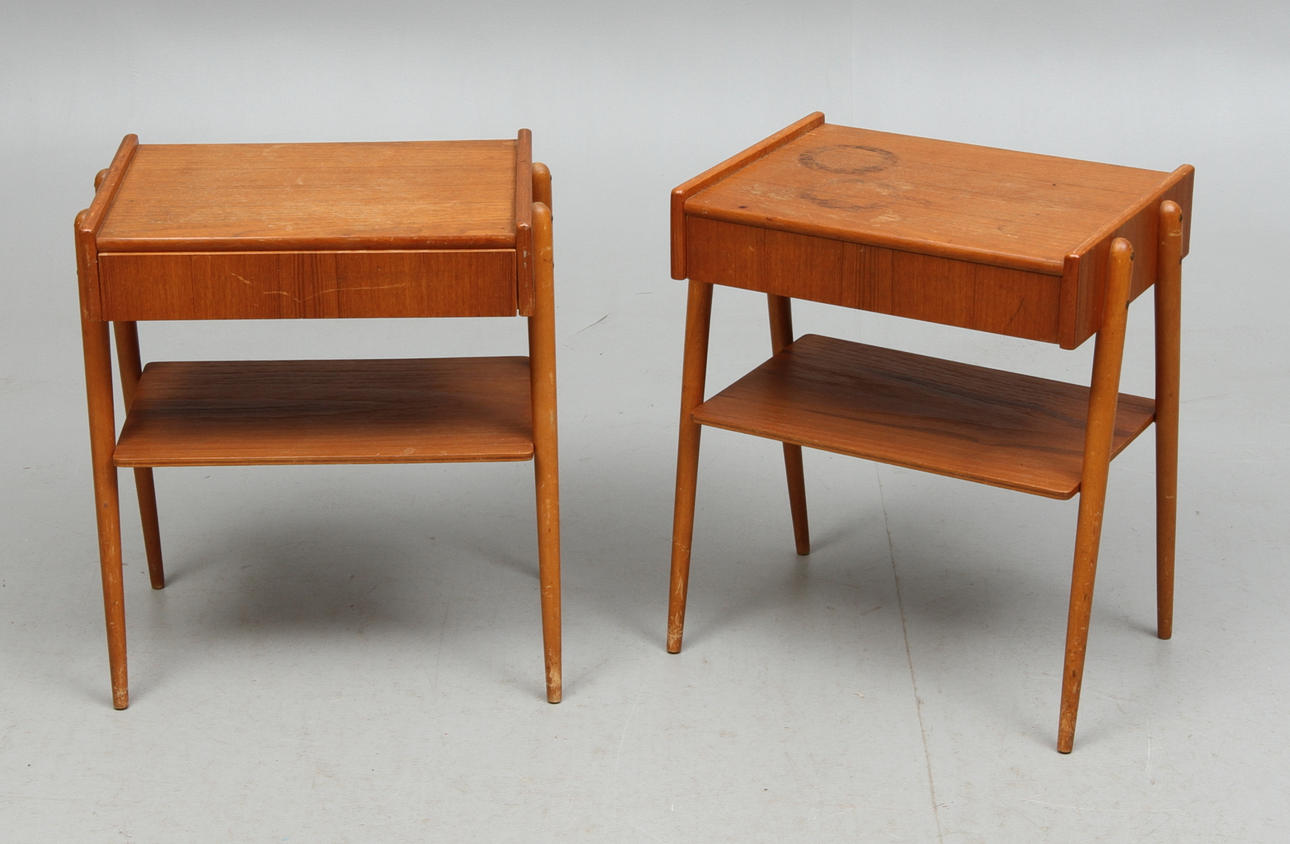 SÄNGBORD, 1 par, AB Carlström & Co Möbelfabrik, 1900-talets andra hälft.