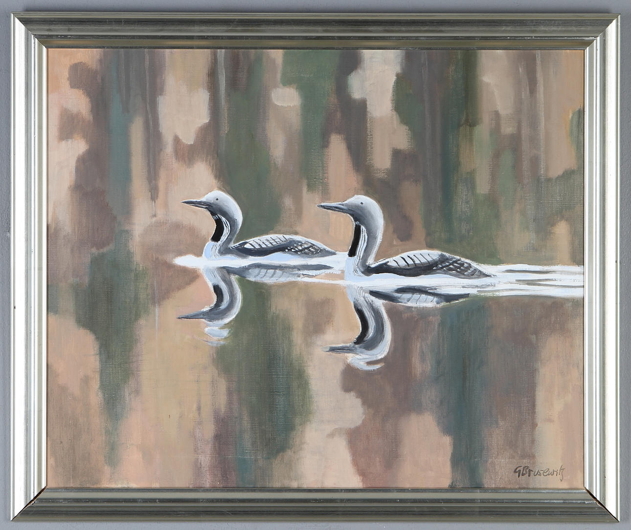 GUNNAR BRUSEWITZ. Lommar, olja på duk, signerad.