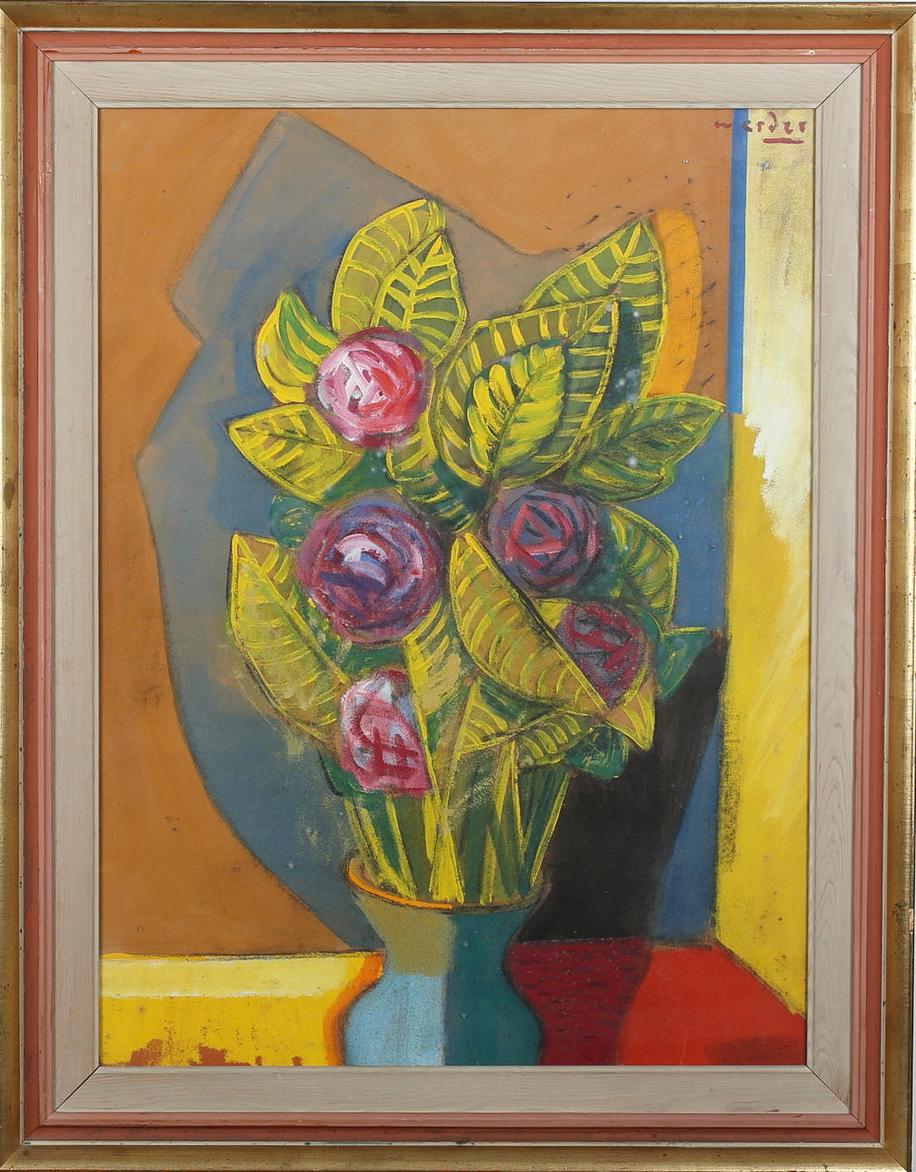 GUSTAV WERDER. Stilleben. Pastell. Signerad.