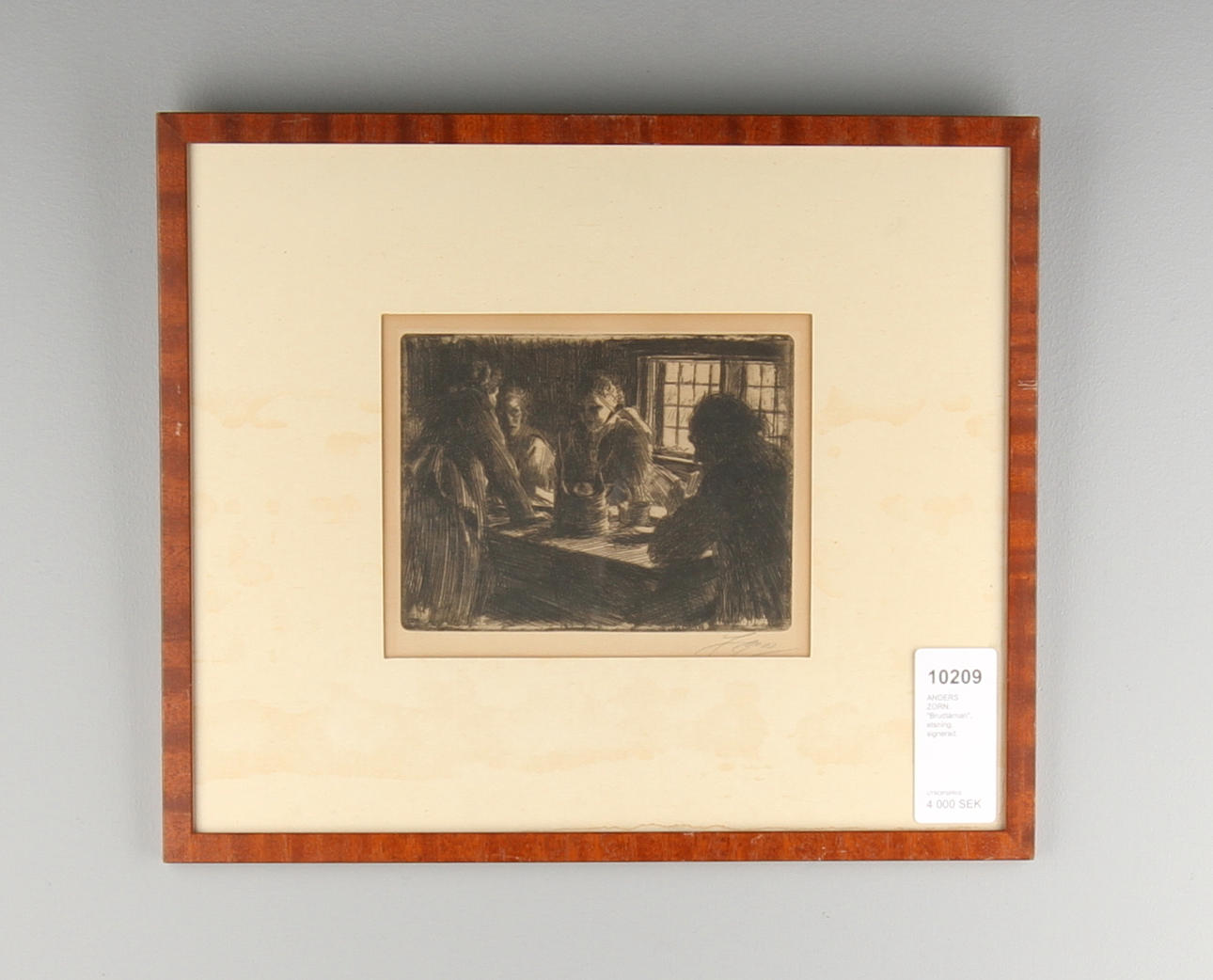 ANDERS ZORN. "Brudtärnan", etsning. signerad.