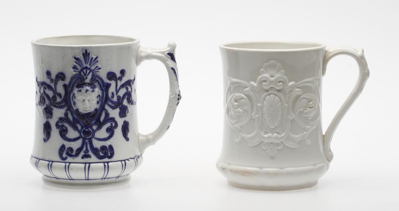 STOP, 2 st, keramik, Rörstrand samt Gustavsberg, ca 18/1900-tal.