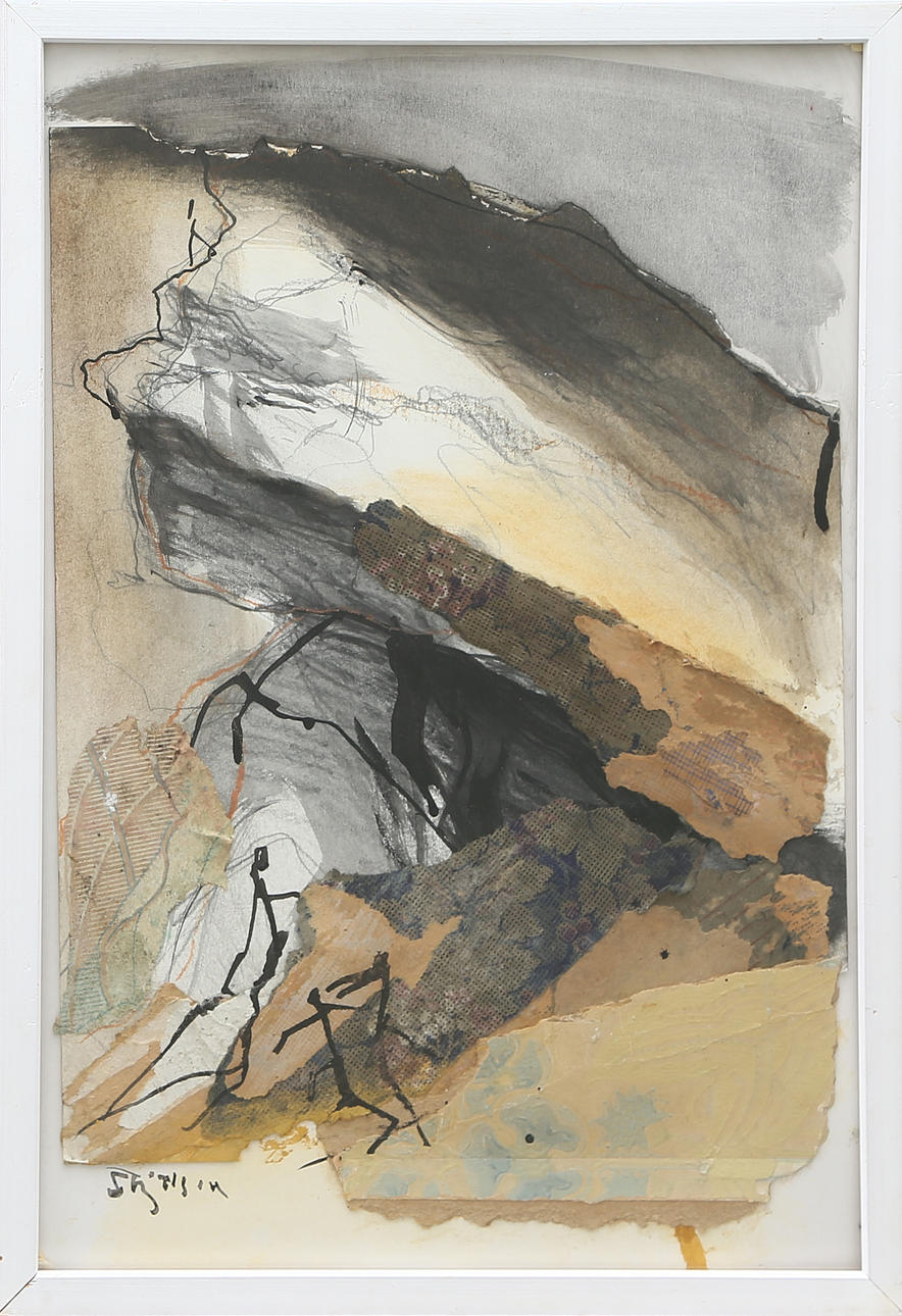 STIG OLSON. Mixed media/collage, signed.