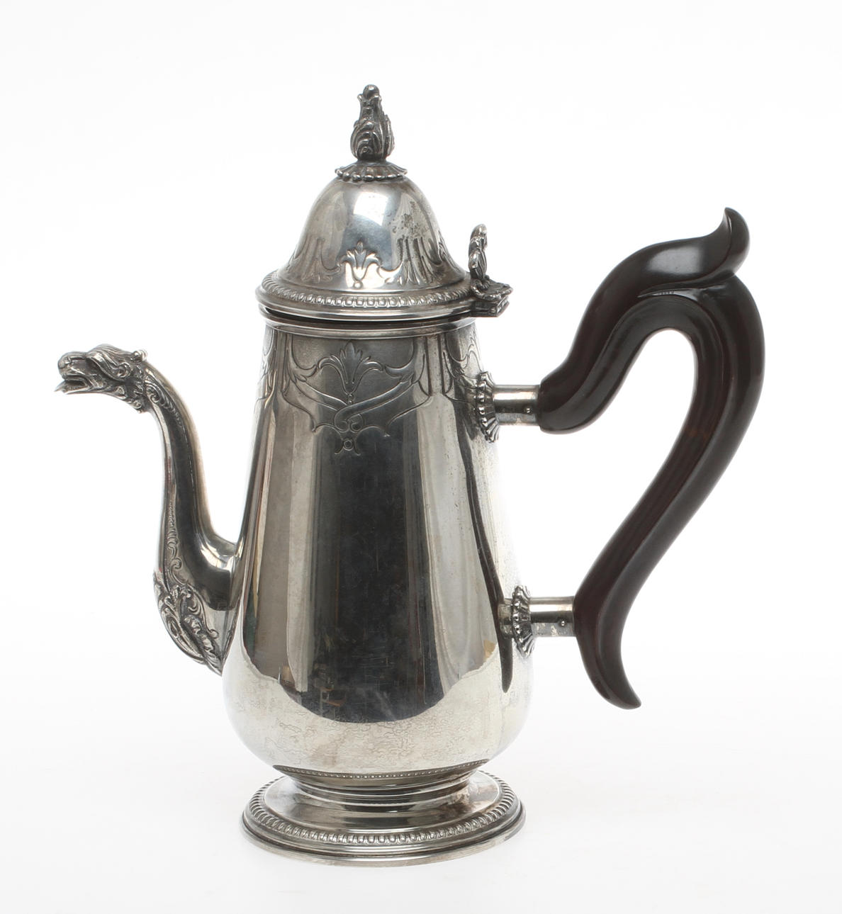 KAFFEKANNA, silver, Italien, Totalvikt inklusive handtag 980 gram.