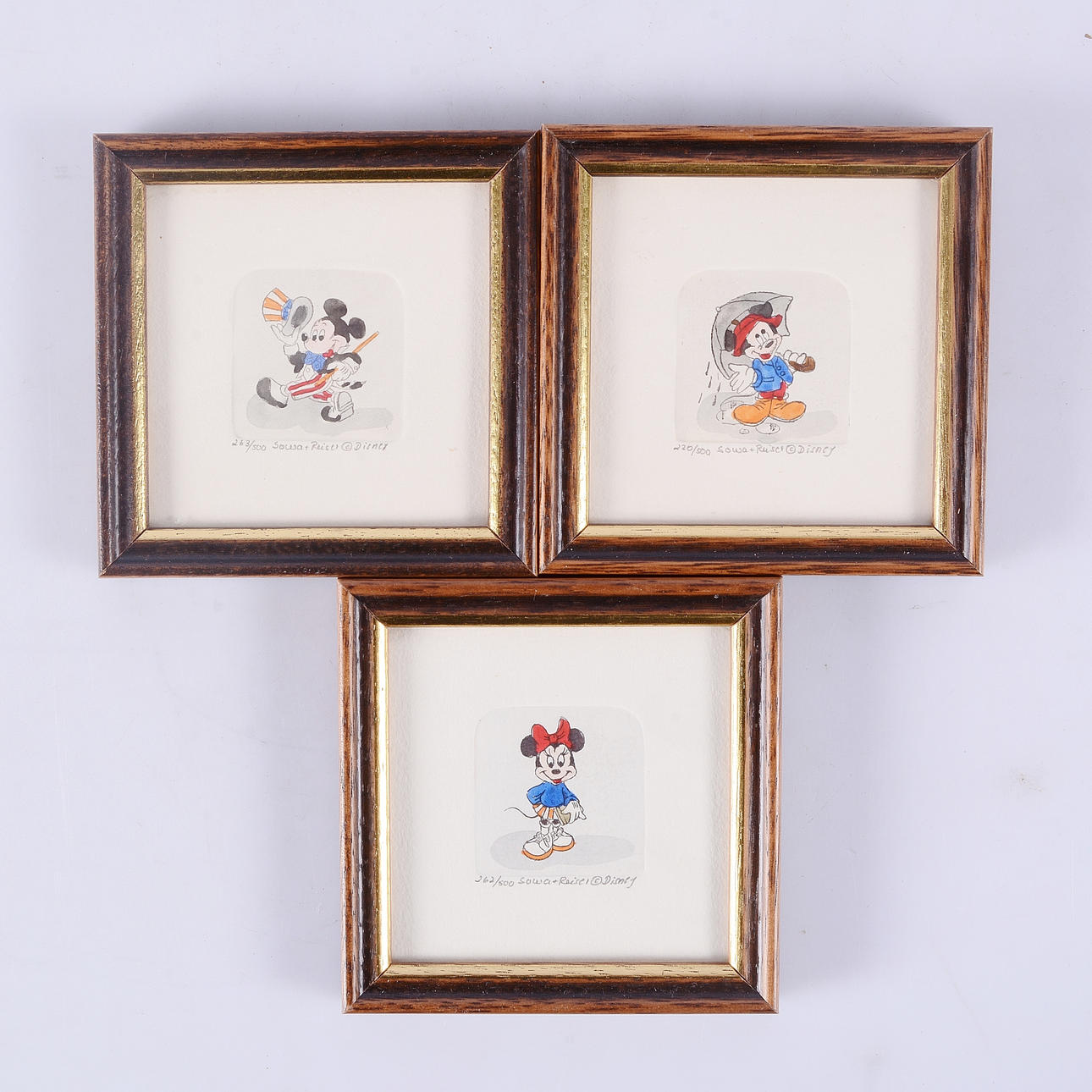 SOWA & REISER, WALT DISNEY. Color etchings, 3 pieces. Art