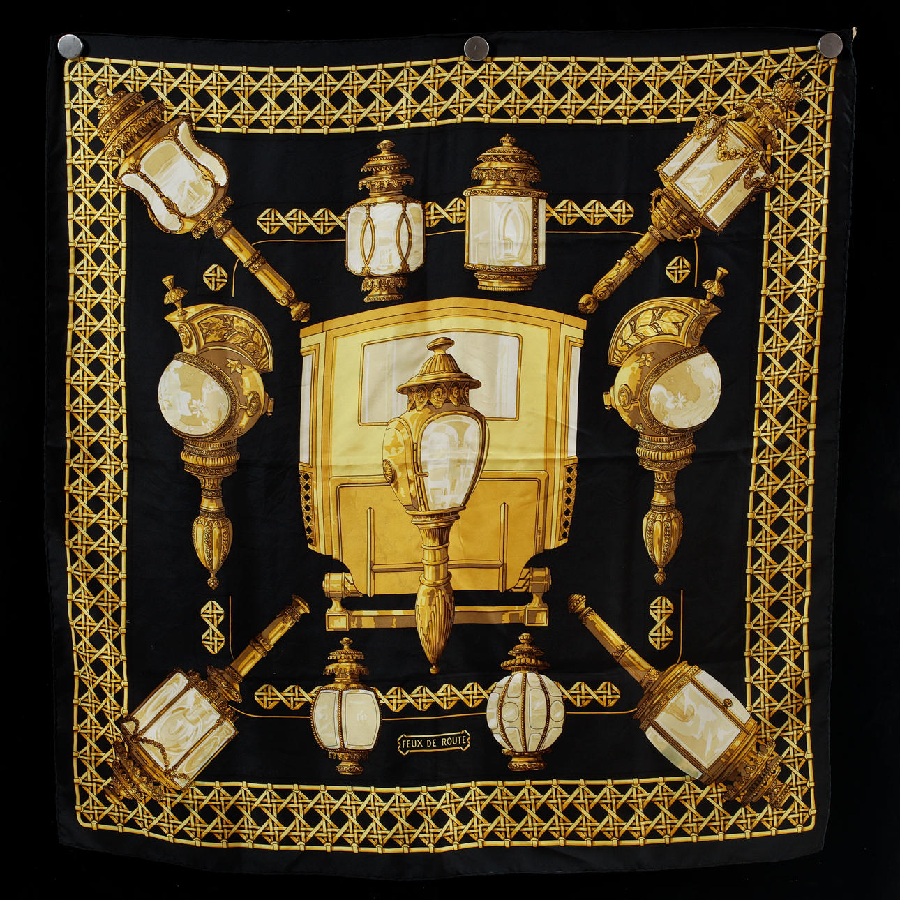 SCARF, silk, "Feux de Route", Hermès.