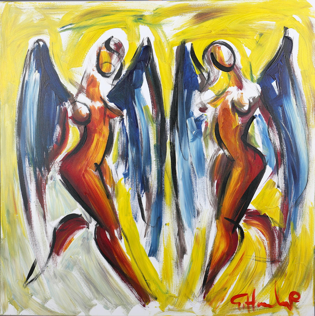 GÖRAN HAUSENKAMP. Modeller. Akryl på duk. Signerad G Hausenkamp.