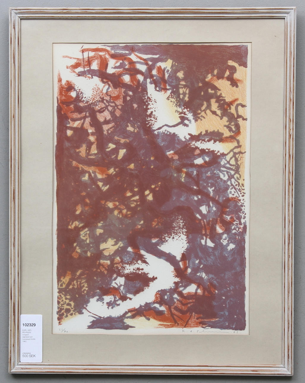 KARL AXEL PEHRSON. Litografi, signerad och numrerad 53/90, 1962.
