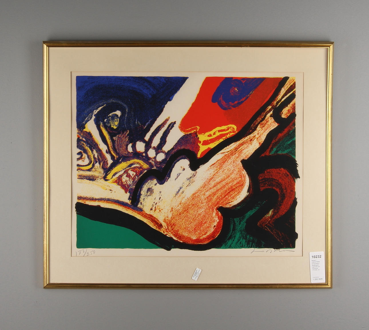 BENGT LINDSTRÖM. Komposition, färglitografi, signerad och numrerad 177/250.