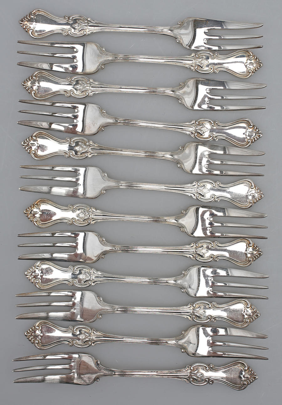 BAKELSEGAFFEL, 12 st, silver, Olga, GAB, Stockholm, 1978.