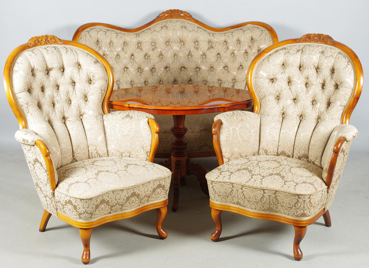 SALONGSGRUPP, mahogny, rokokostil.