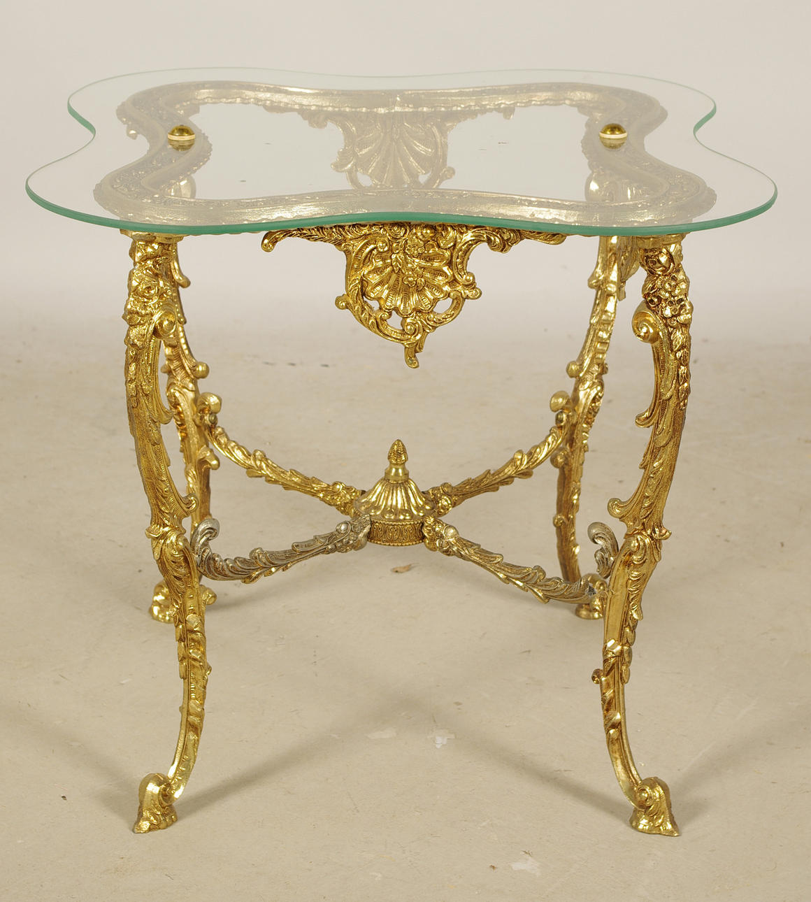 LAMPBORD, förgylld metall/glas.