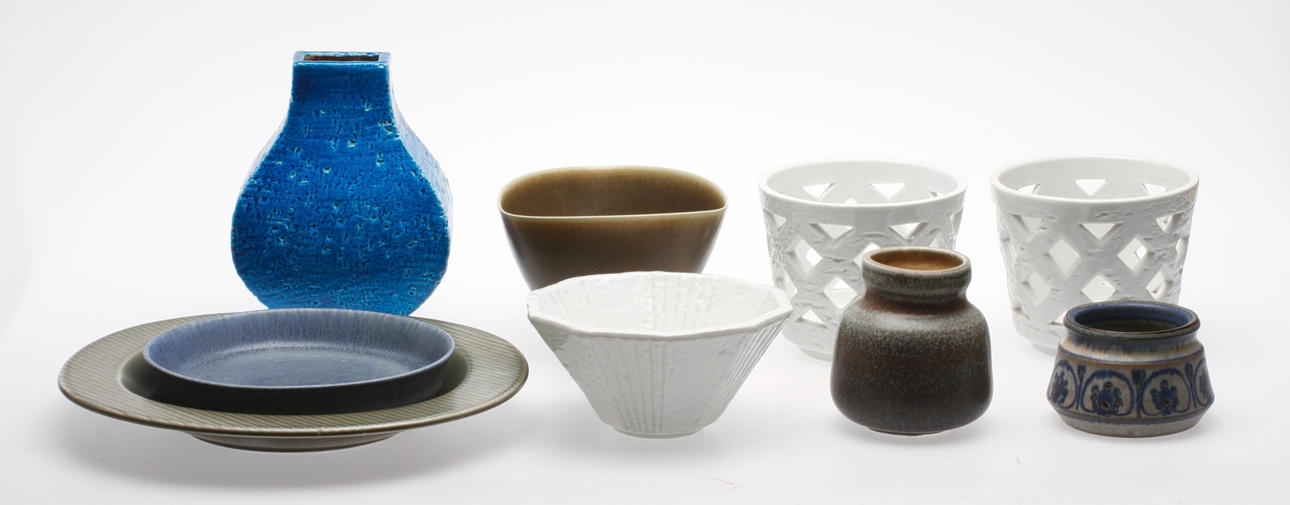 KERAMIKFÖREMÅL, 9 delar, bl.a. Rörstrand, Palshus.