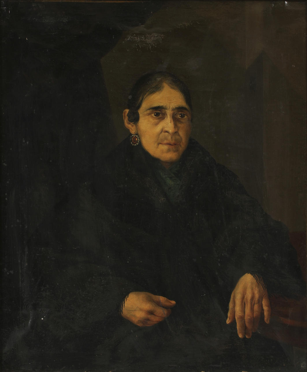 OKÄND KONSTNÄR. Olja på duk, signerad V.Lopez, 1800-tal.