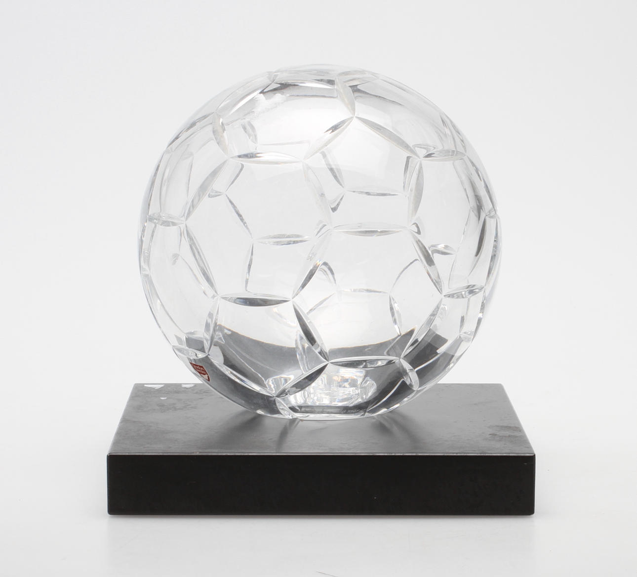 SKULPTUR, glas, fotboll, Orrefors.