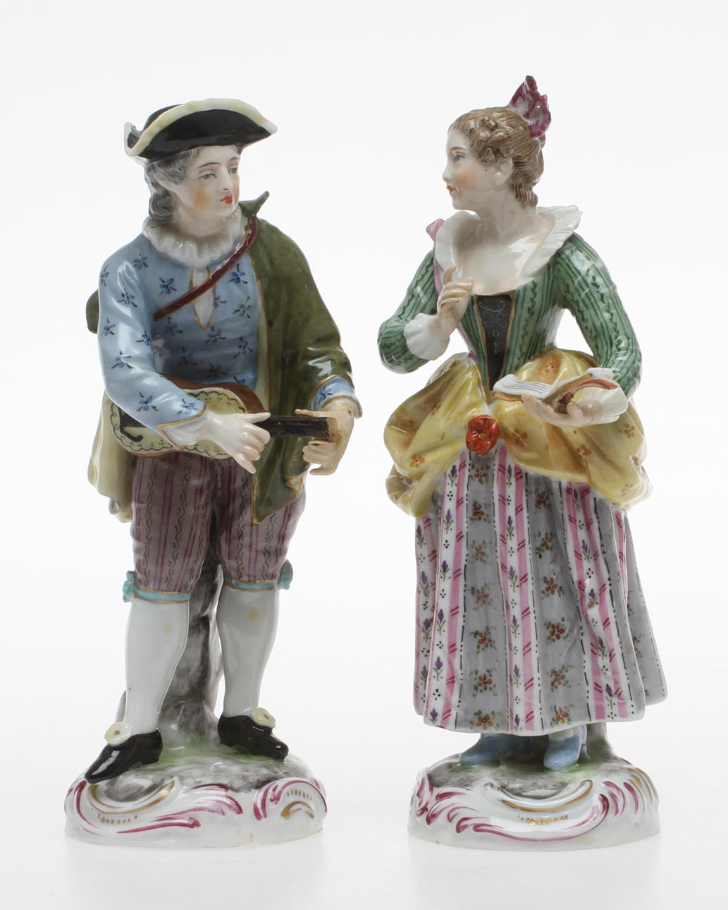 FIGURINER, 2 st, porslin, märkt med Sevres-liknande märke.