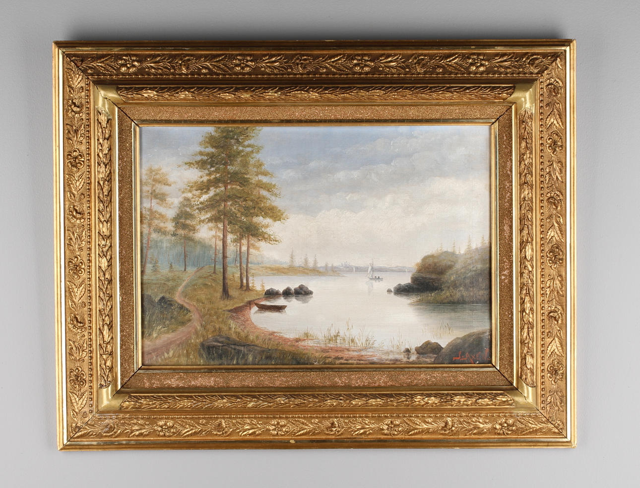 OKÄND KONSTNÄR. "Motiv från Ringsjön", olja på duk, signerad.