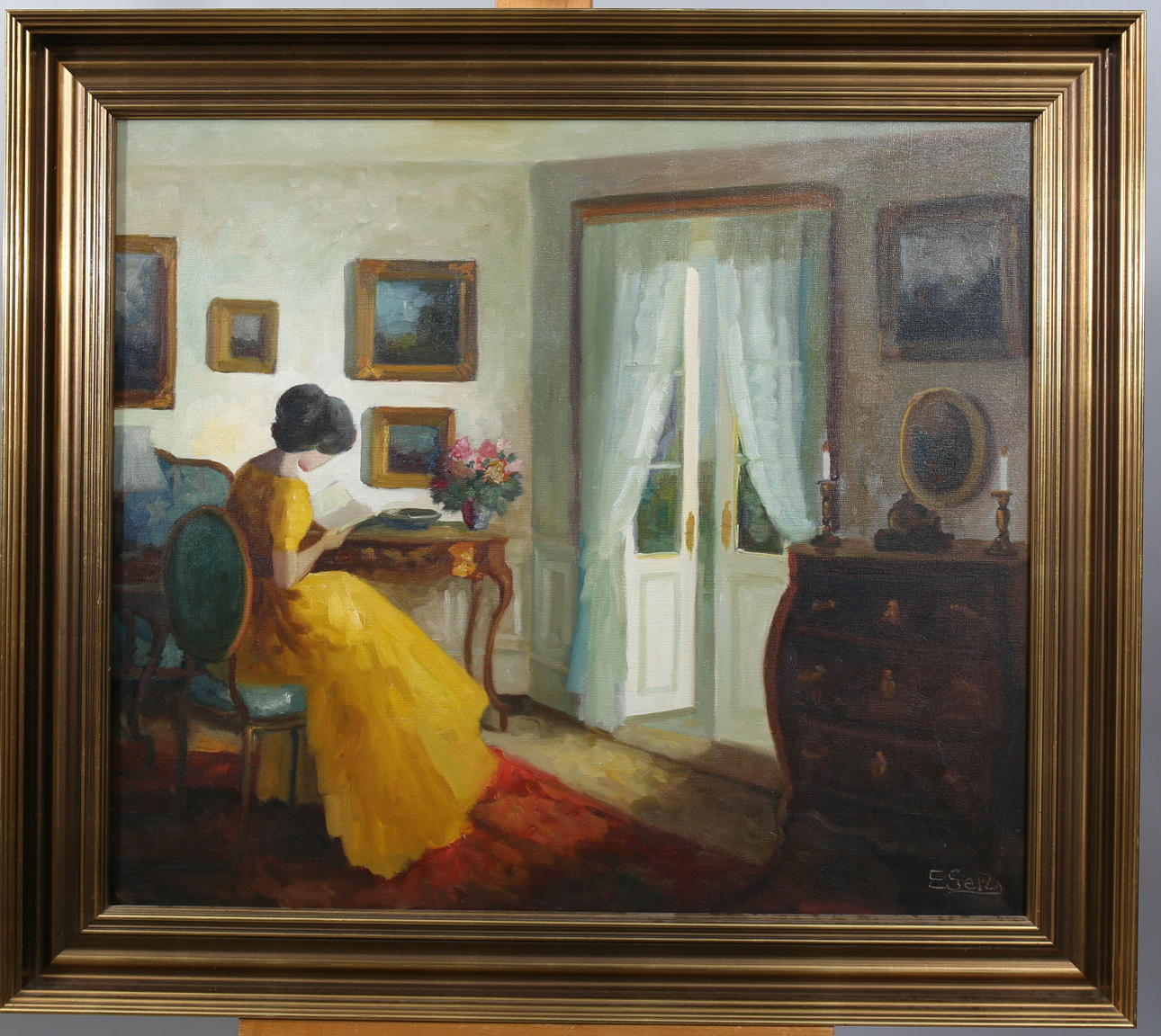 EDITH GERT. Öl auf Leinwand, Innenbild, signiert E Gert.