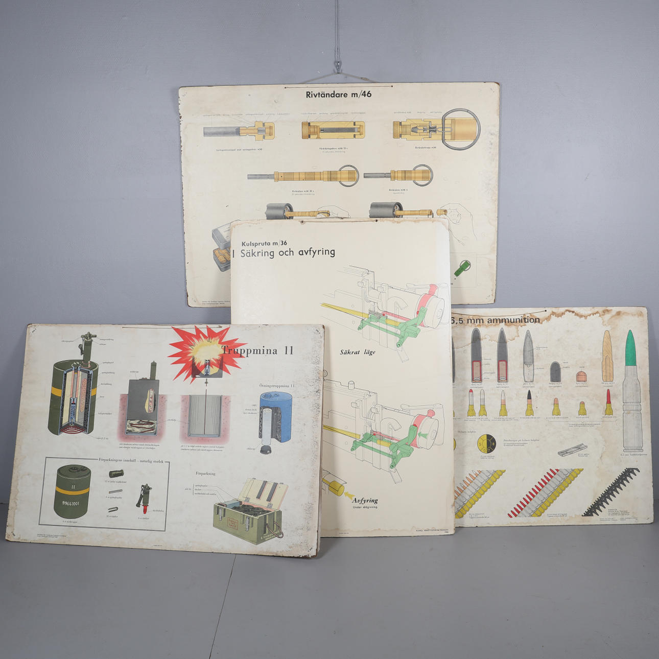 Placards, Military, 4 pieces.