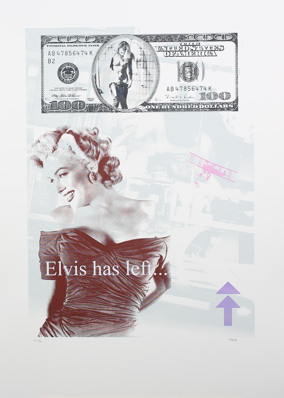CHRISTIAN TANGÖ. Elvis has left. Färgserigrafi. Signerad Tangö. 67/95.