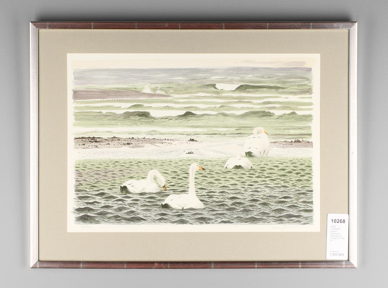 LARS JONSSON. Svanar, färglitografi, signerad och numrerad 7/350.
