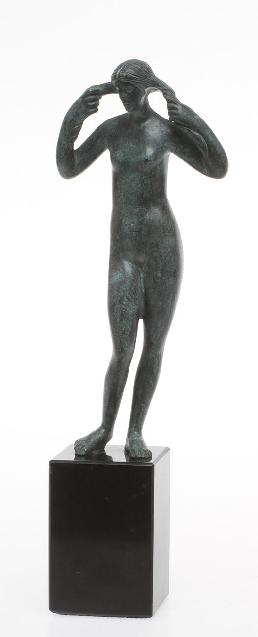 SKULPTUR, brons på stensockel, märkt, Musée du Louvre Reproduction.